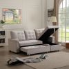 Linen Upholstered Sleeper Modular Sofa Bed Chaise Couch