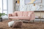 Velvet Sofa ;  Accent sofa .loveseat sofa with rose gold metal feet and