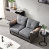 Living Room General Use Linen Fabric Faux Leather with Wood Leg Love Seat