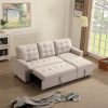 Linen Upholstered Sleeper Modular Sofa Bed Chaise Couch