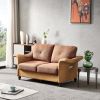 Living Room General Use Linen Fabric Faux Leather with Wood Leg Love Seat