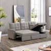 Linen Upholstered Sleeper Modular Sofa Bed Chaise Couch