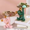 NORTHEUINS Resin Bear Empty Pocket House Entry Decoration Tray Keys Receiver Storage Figurines for Interior Home Object Statues