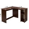 39.4" W x 47.2" D Corner Computer Desk L-Shaped Home Office Workstation Writing Study Table with 2 Storage Shelves and Hutches