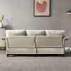 Living Room Furniture Linen Fabric Faux Leather with Wood Leg Sofa