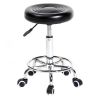 Height Adjustable Mobile Swivel Bar Stool PU Leather Padded Seat Round Stool with Lines Rotation Bar Stool