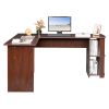 L-Shaped Wood Right-angle Computer Desk with Two-layer Bookshelves RT