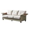 Living Room Furniture Linen Fabric Faux Leather with Wood Leg Sofa