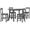 Minimalist industrial Style 5-Piece Counter Height Dining Table Set Solid Wood & Metal Dining Table with Four Chairs for Small Space