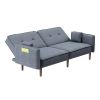 Convertible Sofa Bed with Wood Legs in Cotton Linen Fabric