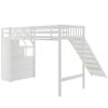 Twin Size Loft Bed with Storage and Slide