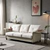 Living Room Furniture Linen Fabric Faux Leather with Wood Leg Sofa