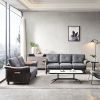 Living Room Furniture Linen Fabric Faux Leather with Wood Leg 2+3 Sectional (Dark Grey)