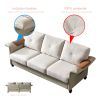 Living Room Furniture Linen Fabric Faux Leather with Wood Leg Sofa