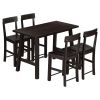 Minimalist industrial Style 5-Piece Counter Height Dining Table Set Solid Wood & Metal Dining Table with Four Chairs for Small Space