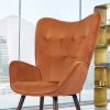 Modern Wingback Accent Armchair Living Room Tufted Velvet Upholstery