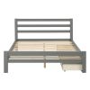 Wood platform bed with two drawers, full