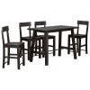 Minimalist industrial Style 5-Piece Counter Height Dining Table Set Solid Wood & Metal Dining Table with Four Chairs for Small Space