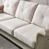 Living Room Furniture Linen Fabric Faux Leather with Wood Leg Sofa