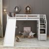 Twin Size Loft Bed with Storage and Slide