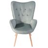 Modern Wingback Accent Armchair Living Room Tufted Velvet Upholstery