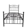 Bed Frame with Headboard and Footboard Metal Platform Bed Frame Queen Size No Box Spring Needed;  Twin Black