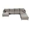 Modern Velvet Fabric Couch Reversible Chaise Sofa U Shaped Couch Sofa with Ottoman for Living Room; Apartment