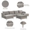 Modern Velvet Fabric Couch Reversible Chaise Sofa U Shaped Couch Sofa with Ottoman for Living Room; Apartment