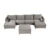 Modern Velvet Fabric Couch Reversible Chaise Sofa U Shaped Couch Sofa with Ottoman for Living Room; Apartment