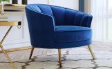 Modern Velvet Accent Barrel Chair Leisure Accent Chair Living Room Upholstered Armchair Vanity Chair for Bedroom Meeting Room