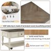 Two-tone Retro Cocktail Table Coffee Table Easy Assembly Movable with Caster Wheels for Livingroom (Antique Gray)