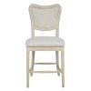 Farmhouse Dining Room Accent Chairs French Distressed Bedroom Barstools with Round Rattan Back Elegant Kitchen Chairs Side Chair; Set of 2 ; Rattan Ba