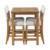 5 Piece Rustic Wooden Counter Height Dining Table Set with 4 Upholstered Chairs for Small Places;  Espresso+ Beige