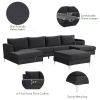 Modern Velvet Fabric Couch Reversible Chaise Sofa U Shaped Couch Sofa with Ottoman for Living Room; Apartment