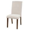 Upholstered Dining Chairs - Dining Chairs Set of 2 Fabric Dining Chairs with Copper Nails