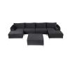 Modern Velvet Fabric Couch Reversible Chaise Sofa U Shaped Couch Sofa with Ottoman for Living Room; Apartment