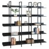 5 Tier Bookcase Home Office Open Bookshelf, Vintage Industrial Style Shelf with Metal Frame, MDF Board