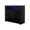 Living Room Sideboard Storage Cabinet Black High Gloss with LED Light; Modern Kitchen Unit Cupboard Buffet Wooden Storage Display Cabinet TV Stand wit