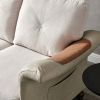 Living Room Furniture Linen Fabric Faux Leather with Wood Leg Sofa