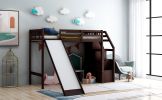 Twin Size Loft Bed with Storage and Slide