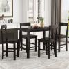 Minimalist industrial Style 5-Piece Counter Height Dining Table Set Solid Wood & Metal Dining Table with Four Chairs for Small Space