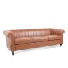 83.46''  PU Rolled Arm Chesterfield Three Seater Sofa.