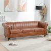 83.46''  PU Rolled Arm Chesterfield Three Seater Sofa.