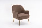 Modern Soft Teddy fabric Ivory Ergonomics Accent Chair Living Room Chair Bedroom Chair Home Chair With Gold Legs And Adjustable Legs For Indoor Home