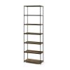 6-Shelf Gold Metal Frame Bookcase;  White