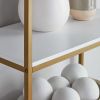 6-Shelf Gold Metal Frame Bookcase;  White