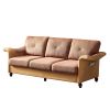 Living Room Furniture Linen Fabric Faux Leather with Wood Leg Sofa