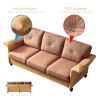 Living Room Furniture Linen Fabric Faux Leather with Wood Leg Sofa