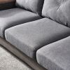 Living Room Furniture Linen Fabric Faux Leather with Wood Leg Sofa