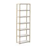 6-Shelf Gold Metal Frame Bookcase;  White